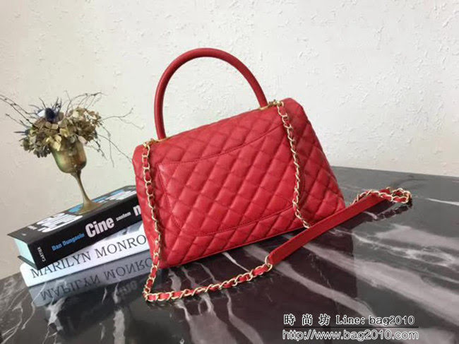 香奈兒CHANEL大號Chanel Coco handle全新頂級翻蓋單肩鏈條手柄包 肩帶可拆卸 DSC1102